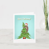 クリスマスの猿 木登り カード (正面)