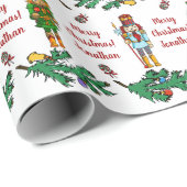 クリスマスの王室のなくるみ割りのパーソナライズなパターン ラッピングペーパー (ロールコーナー)