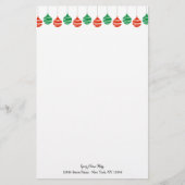 クリスマスの球の装飾が付いているカスタムな文房具の紙 便箋 (正面)