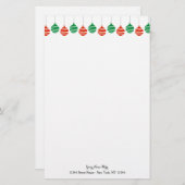 クリスマスの球の装飾が付いているカスタムな文房具の紙 便箋 (正面/裏面)