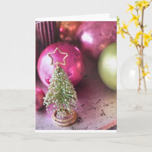 **クリスマスの球根と木** カード (黄色い花)