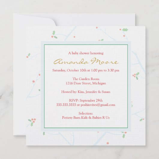 クリスマスの球根の乳母車のシャワーの招待状 招待状 (裏面)