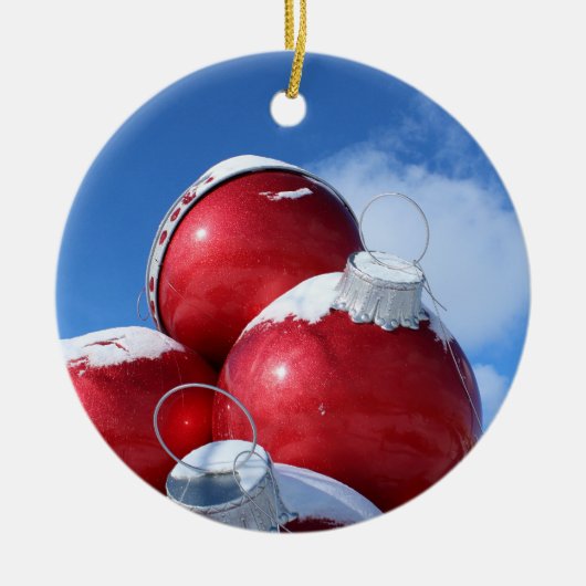 クリスマスの球根の写真の装飾 セラミックオーナメント (正面)