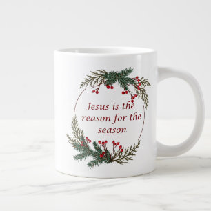 クリスマスの理由のシーズンホリーベリーリース ジャンボコーヒーマグカップ