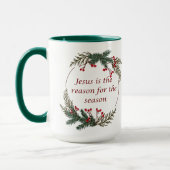 クリスマスの理由のシーズンホリーベリーリース マグカップ (左)