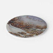 クリスマスの田園コテッジの雪場面芸術 ペーパープレート (アングル)