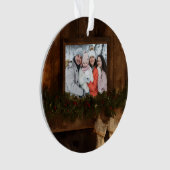 クリスマスの田舎風の冬の暖炉の写真 オーナメント (正面)