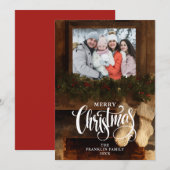 クリスマスの田舎風の冬の暖炉の写真 シーズンカード (正面/裏面)