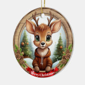 クリスマスの田舎風バイブス 名前入りギフトタグ 🦌🎄 セラミックオーナメント (左)