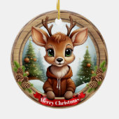 クリスマスの田舎風バイブス 名前入りギフトタグ 🦌🎄 セラミックオーナメント (裏面)