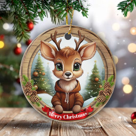 クリスマスの田舎風バイブス 名前入りギフトタグ 🦌🎄 セラミックオーナメント