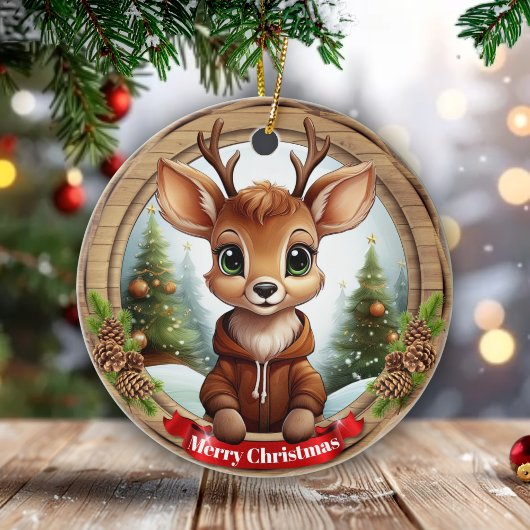 クリスマスの田舎風バイブス 名前入りギフトタグ 🦌🎄 セラミックオーナメント