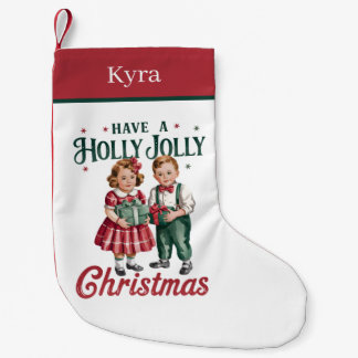 クリスマスの男の子と女の子 名前を追加 スモールクリスマスストッキング