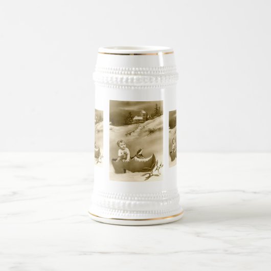 クリスマスの男の子、クロッグとヤドリギ ビールジョッキ (中央)