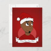 クリスマスの男の漫画 シーズンポストカード (正面/裏面)