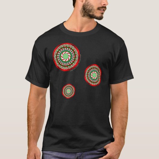 クリスマスの男子黒シャツの色 Tシャツ (正面)