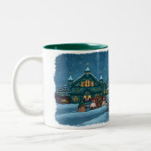 クリスマスの町のマグ2の調子 ツートーンマグカップ (左)