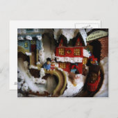 クリスマスの町の列車セット シーズンポストカード (正面/裏面)