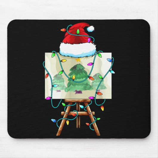 クリスマスの画家デザイン サンタ クリスマスの絵描き マウスパッド (正面)