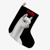 クリスマスの白いアルパカのカスタマイズ可能なストッキング ラージクリスマスストッキング (正面 (吊り時))