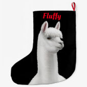 クリスマスの白いアルパカのカスタマイズ可能なストッキング ラージクリスマスストッキング (裏面)