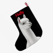 クリスマスの白いアルパカのカスタマイズ可能なストッキング ラージクリスマスストッキング (裏面 (吊り時))