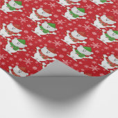 クリスマスの白いテディー・ベアパターン ラッピングペーパー (角)