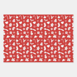 クリスマスの白いパターン ラッピングペーパーシート