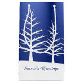 クリスマスの白い木の雪 スモールペーパーバッグ (正面)