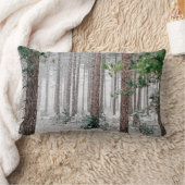 クリスマスの白い森林雪の枕 ランバークッション (ブランケット)