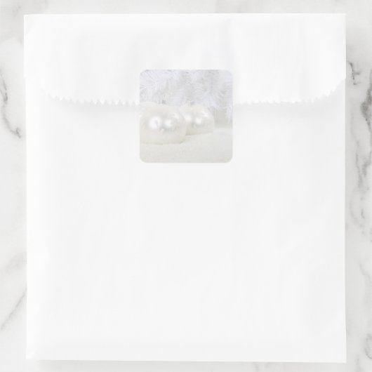 クリスマスの白い背景 スクエアシール (バッグ)