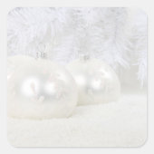 クリスマスの白い背景 スクエアシール (正面)