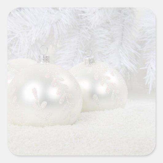 クリスマスの白い背景 スクエアシール (正面)