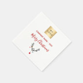 クリスマスの白い赤いトナカイのビジネスロゴ スタンダードカクテルナプキン (角)
