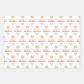 クリスマスの白い赤いトナカイのビジネスロゴ ラッピングペーパーシート (正面3)