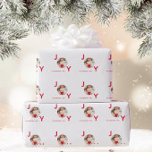 クリスマスの白い赤い写真の喜び ラッピングペーパー