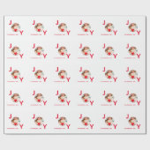 クリスマスの白い赤い写真の喜び ラッピングペーパー (フラット)