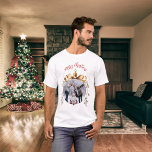 クリスマスの白い赤い金ゴールドのボーブル家族の写真 Tシャツ<br><div class="desc">白シャツ。自分の家族の写真をカスタマイズして追加する。黄金のクリスマスツリーのフレームとしてバウブル。</div>