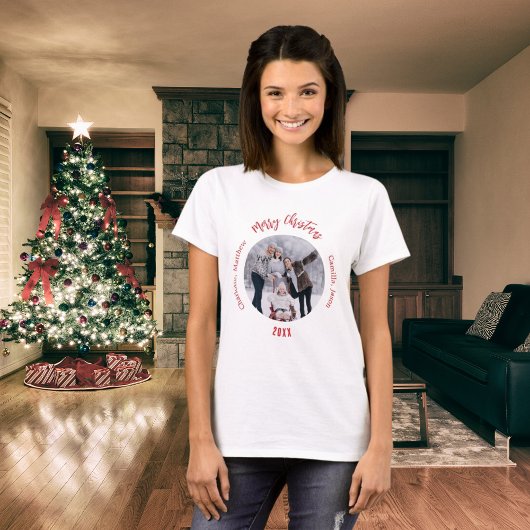 クリスマスの白い赤の家族の写真名mother tシャツ