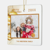 クリスマスの白い金ゴールドのボーブル写真家族 セラミックオーナメント (左)