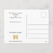 クリスマスの白い金ゴールドボーブルのビジネス写真のロゴ シーズンポストカード (裏面)