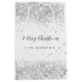 クリスマスの白い銀の輝きの名前 ミディアムペーパーバッグ (正面)