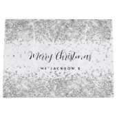 クリスマスの白い銀の輝きの名前 ラージペーパーバッグ (正面)