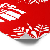 クリスマスの白い雪の結晶が抽象的な赤い背景 ポスター (角)