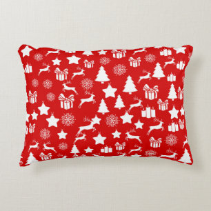 クリスマスの白い雪片(抽象芸術の赤い袋) アクセントクッション