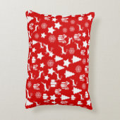 クリスマスの白い雪片(抽象芸術の赤い袋) アクセントクッション (裏面(縦))