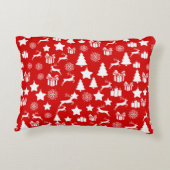 クリスマスの白い雪片(抽象芸術の赤い袋) アクセントクッション (裏面)