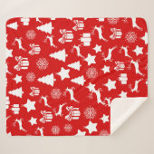 クリスマスの白い雪片(抽象芸術の赤い袋) シェルパブランケット (正面(横))