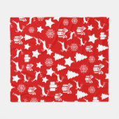 クリスマスの白い雪片(抽象芸術の赤い袋) フリースブランケット (正面(横))