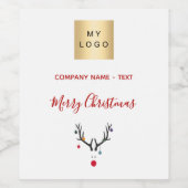 クリスマスの白と赤のトナカイのビジネスロゴ ワインラベル (シングルラベル)